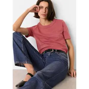 Whistles Dark Pink Rosa Double Trim T Shirt